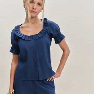 Sierra Linen Blue Top S